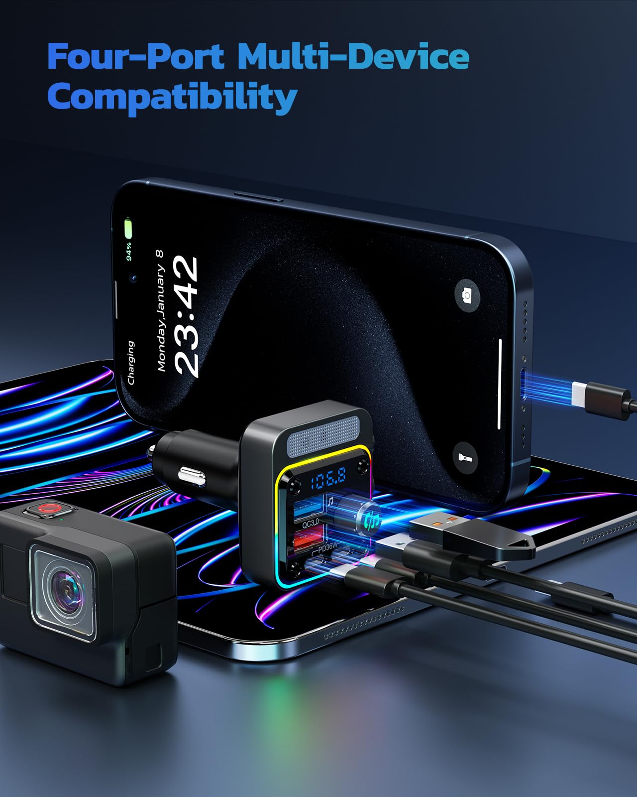 Adaptateur de voiture avec 4 ports de charge