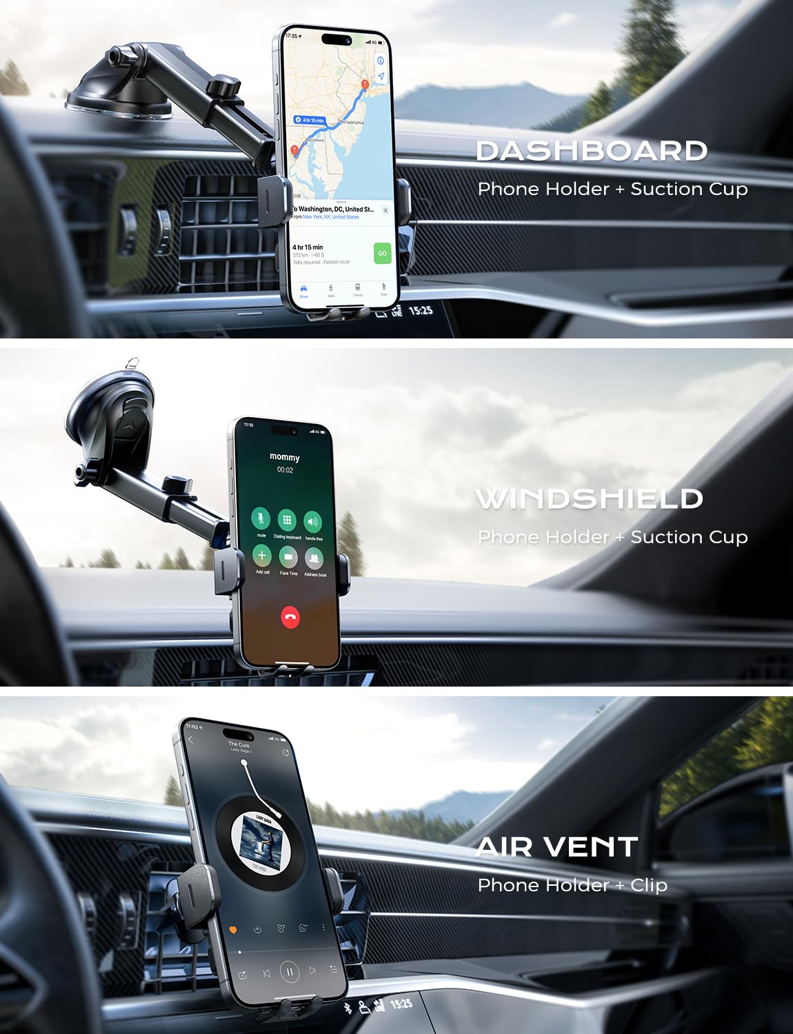 Chargeur de voiture à serrage et support de téléphone