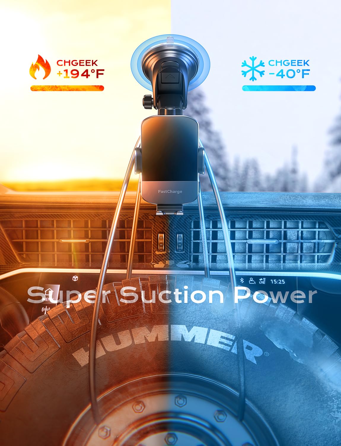 Chargeur de voiture à serrage et support de téléphone