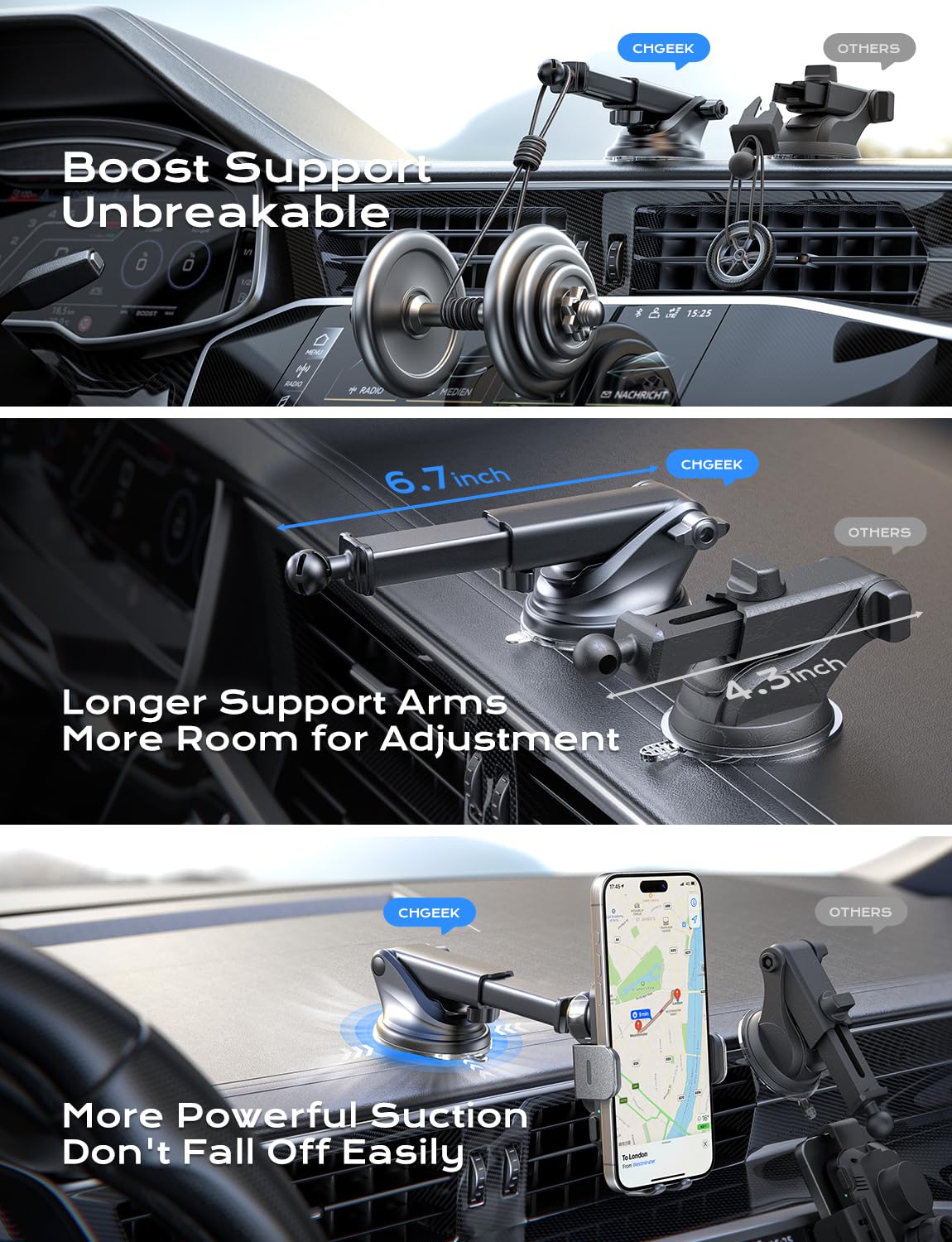 Chargeur de voiture à serrage et support de téléphone