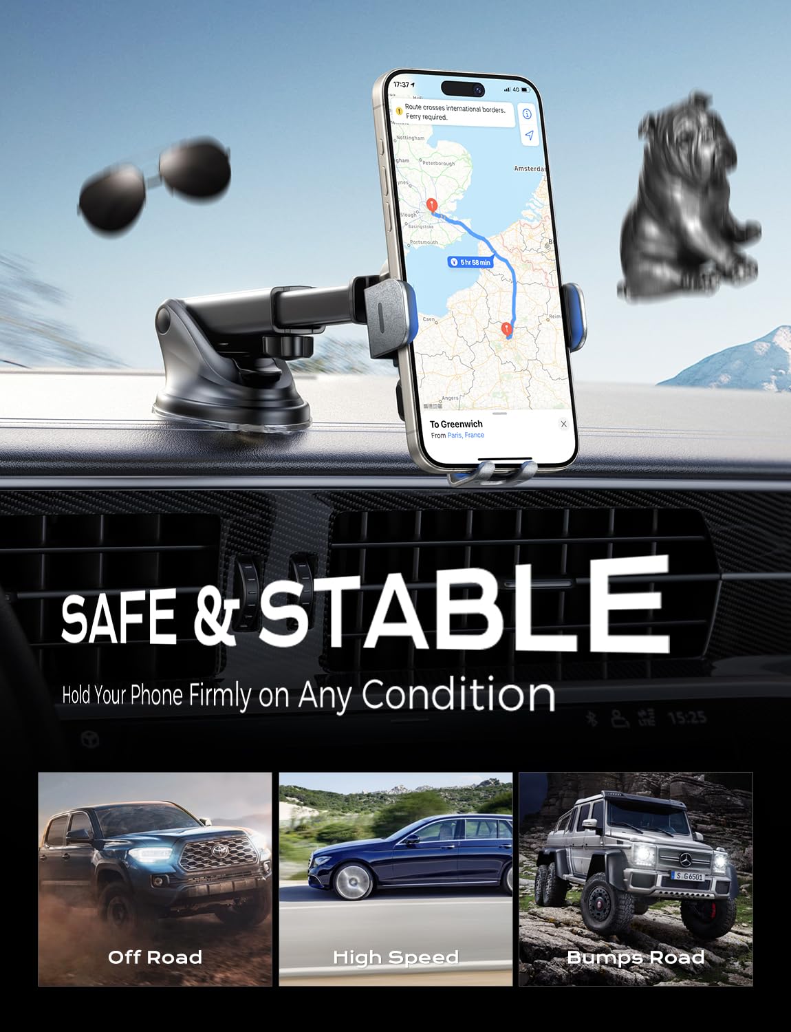 Chargeur de voiture à serrage et support de téléphone