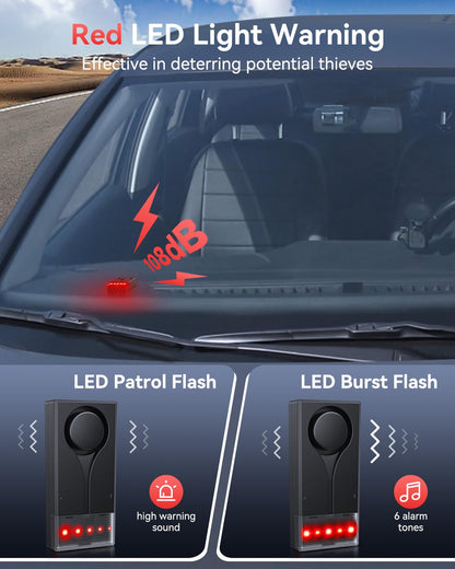 Alarme sonore et lumineuse à vibrations pour voiture avec télécommande