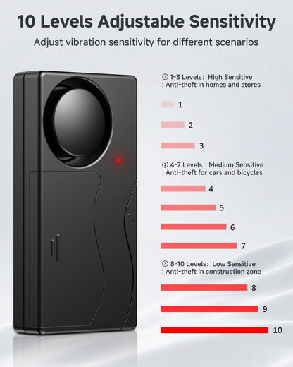 Alarme antivol à vibrations avec 10 niveaux de sensibilité