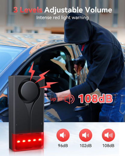 Alarme sonore et lumineuse à vibrations pour voiture avec télécommande