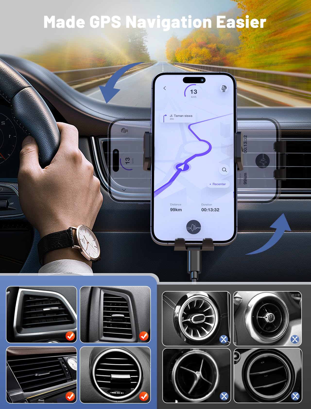 Auto-Clamping Car Mount Charging
