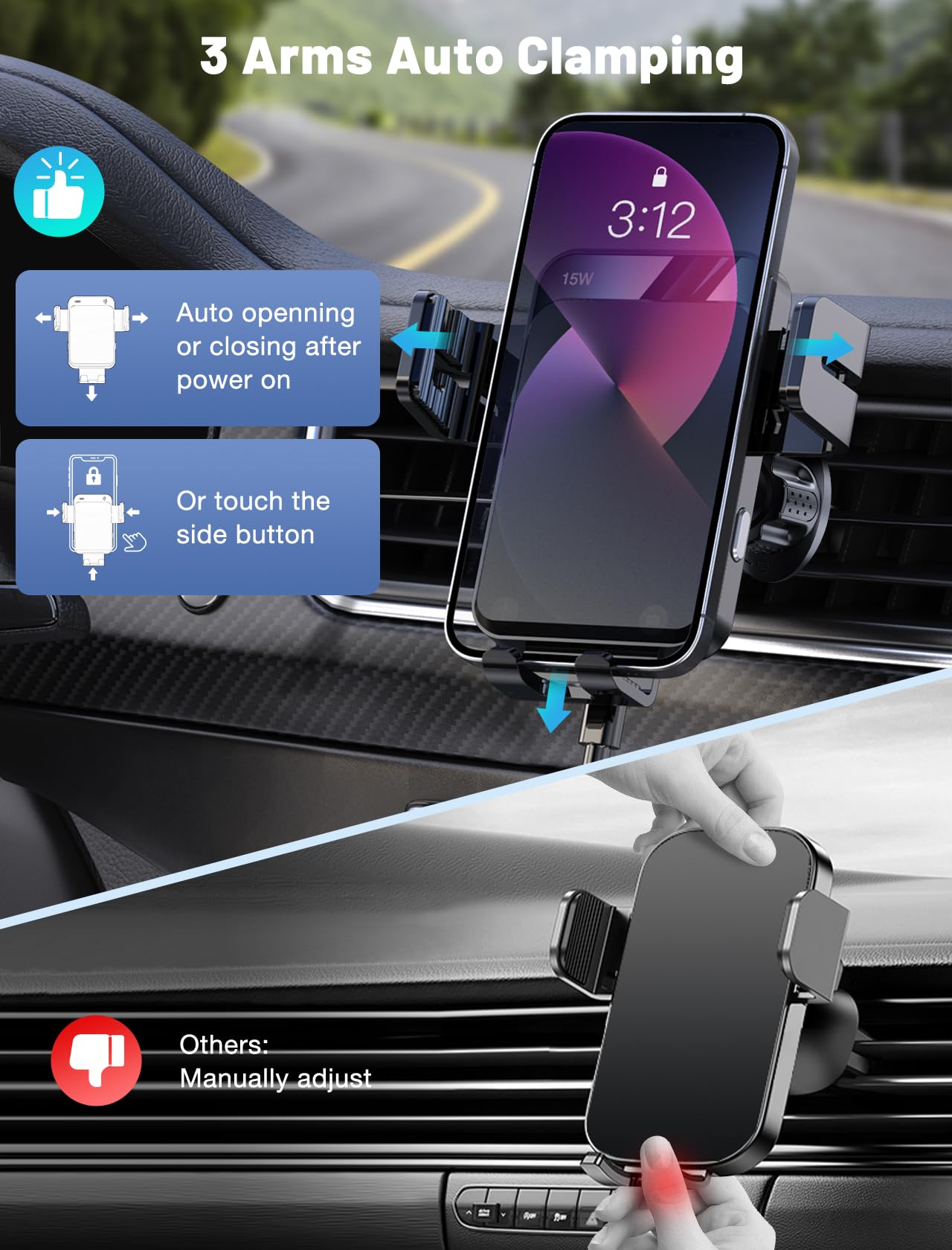Auto-Clamping Car Mount Charging