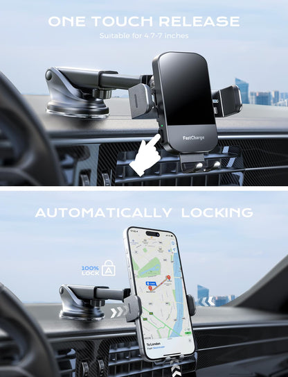Chargeur de voiture à serrage et support de téléphone