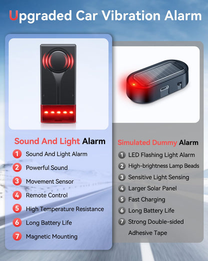 Alarme sonore et lumineuse à vibrations pour voiture avec télécommande
